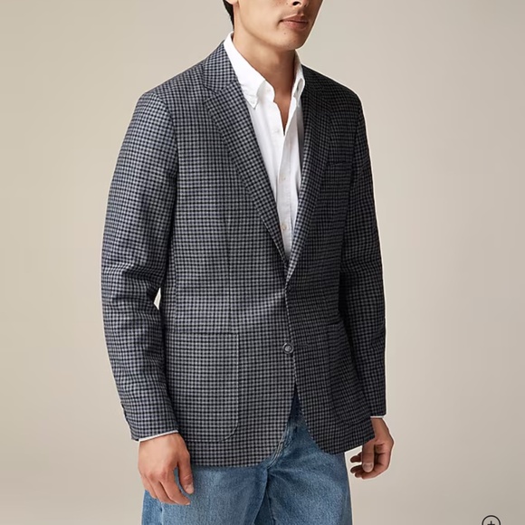 NWT J Crew Ludlow Slim-fit blazer in English cotton-wool blend - blue grey check